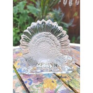 Vintage PartyLite Clear & Frosted Glass Sunflower Votive / Tealight Candle Holde